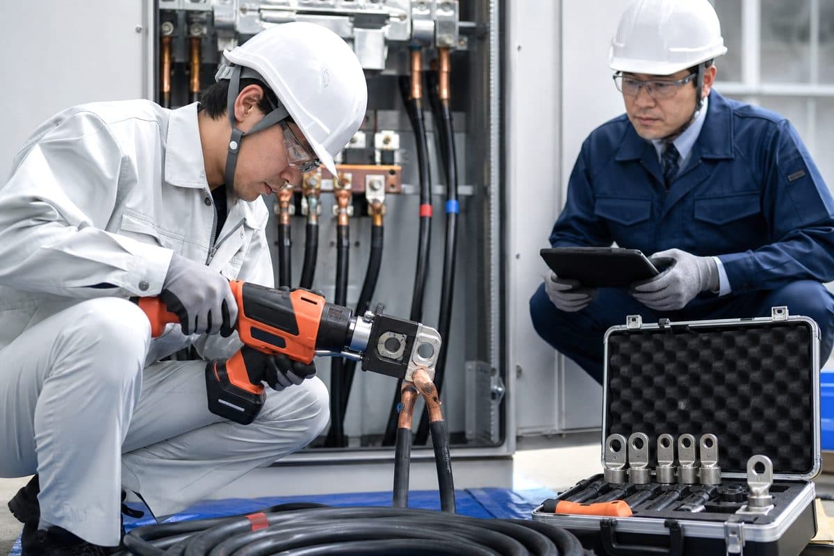 標準主力クラスの多機能工具を電気工事で使うイメージ