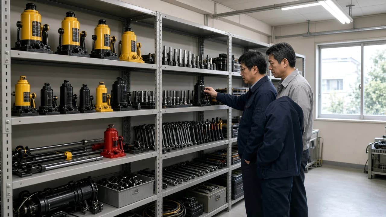 工具棚で油圧ジャッキを保管・管理するイメージ