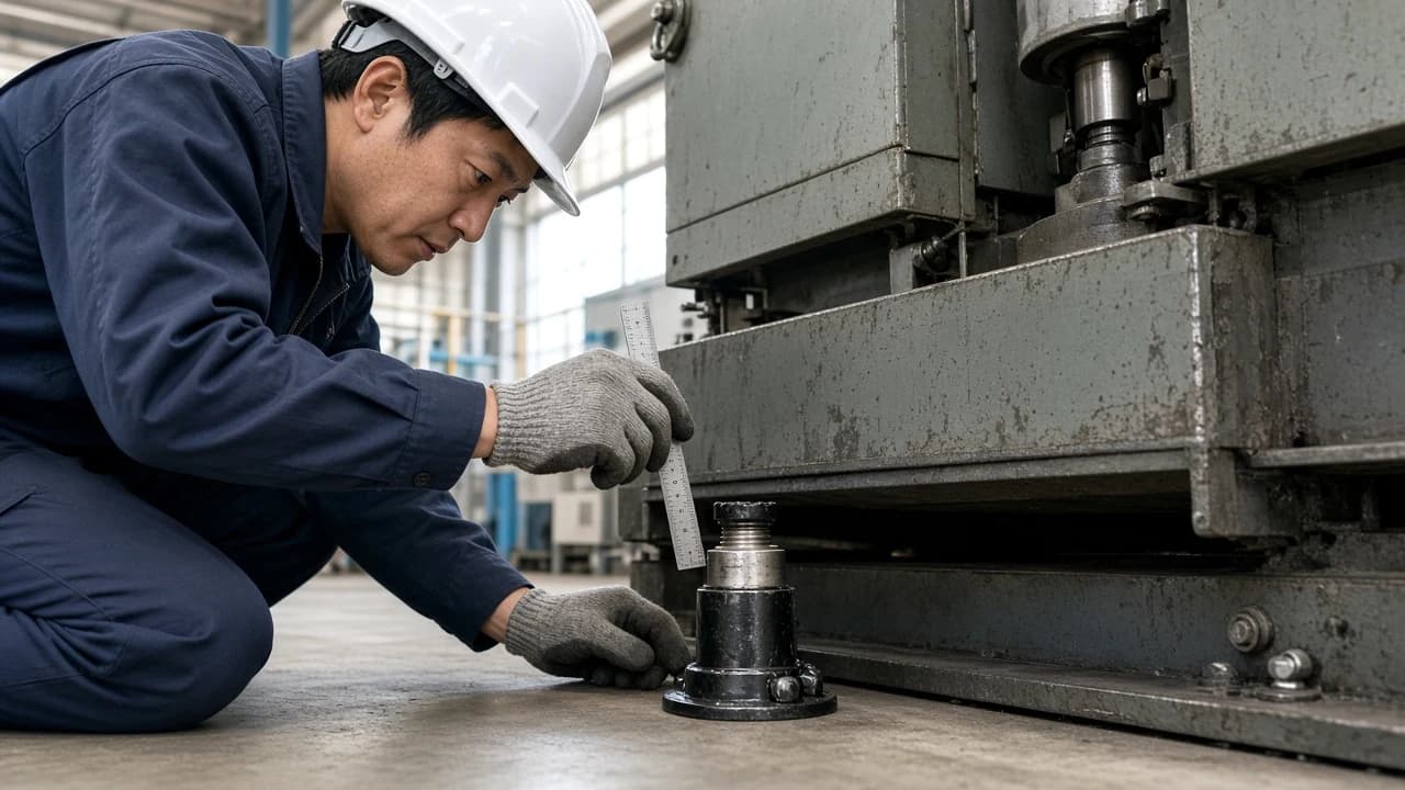 設備の下にジャッキが入るか最低高さを確認するイメージ