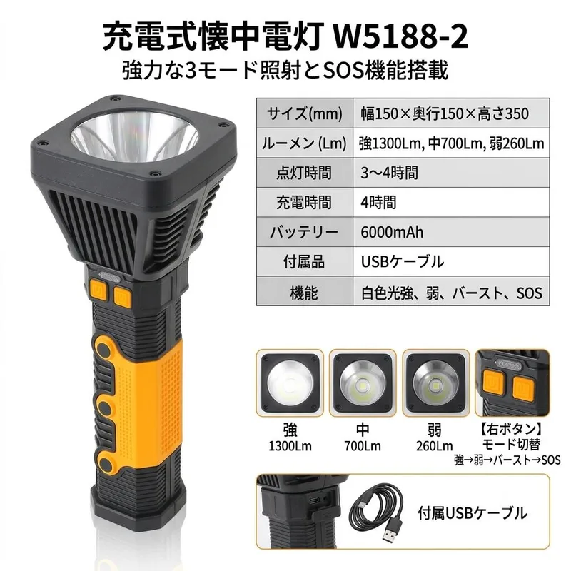 充電式ハンディライト W5188-2の商品画像