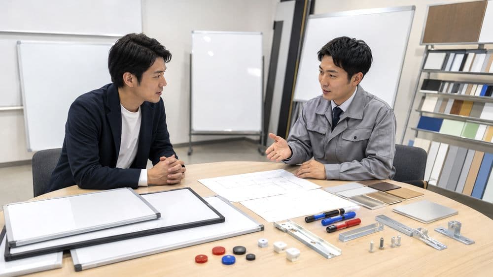 オリジナルホワイトボード制作を相談するイメージ