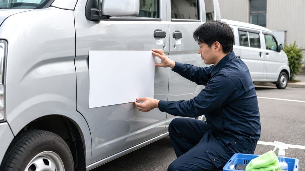 車両用マグネットシートを営業車に貼るイメージ