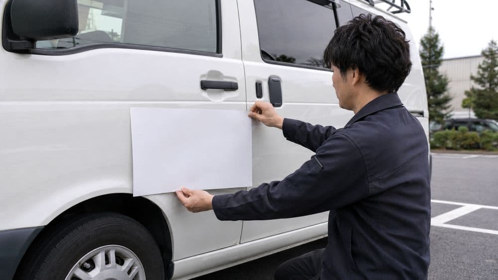社用車に白無地マグネットシートを貼るイメージ