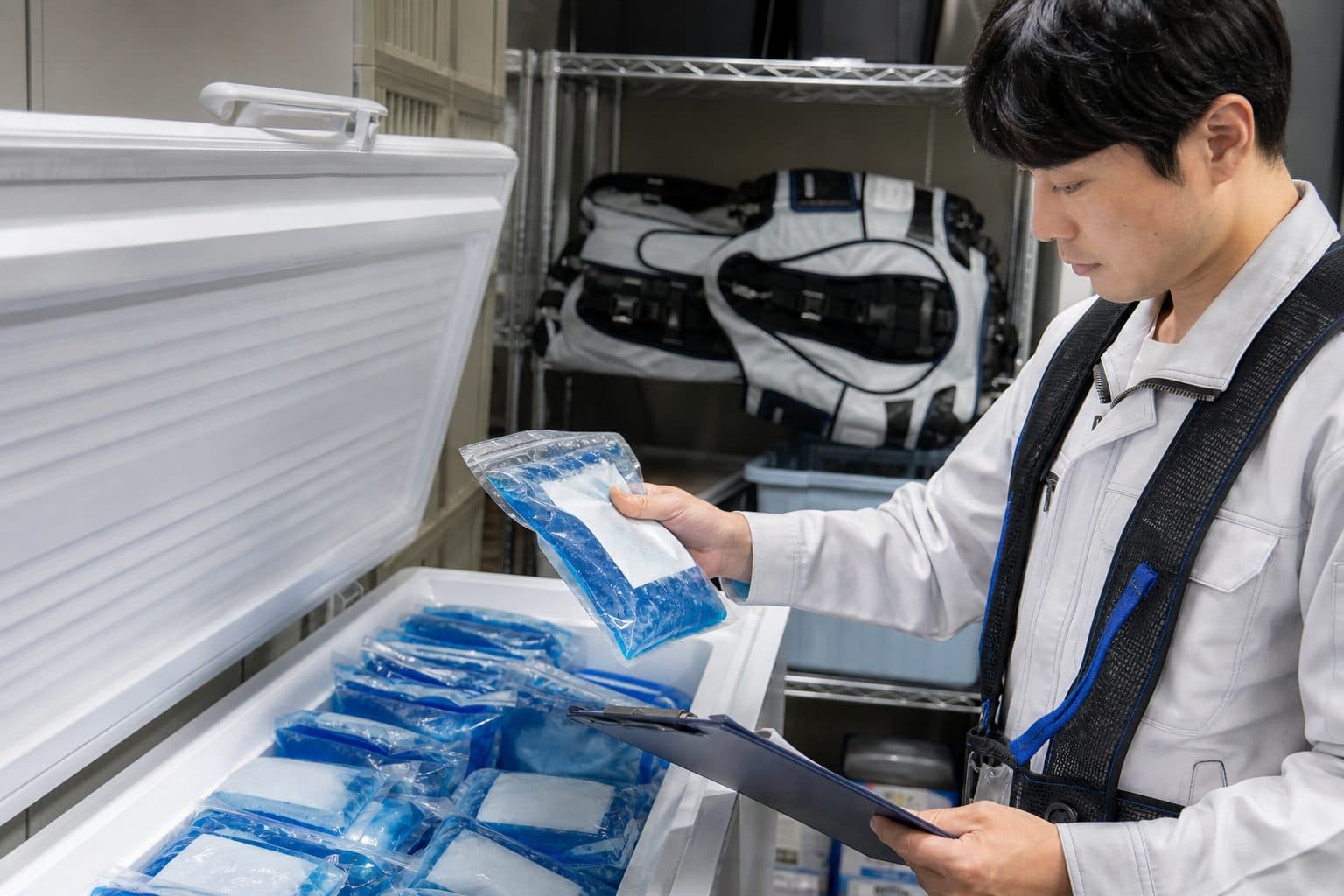 予備保冷剤や交換運用を確認するイメージ