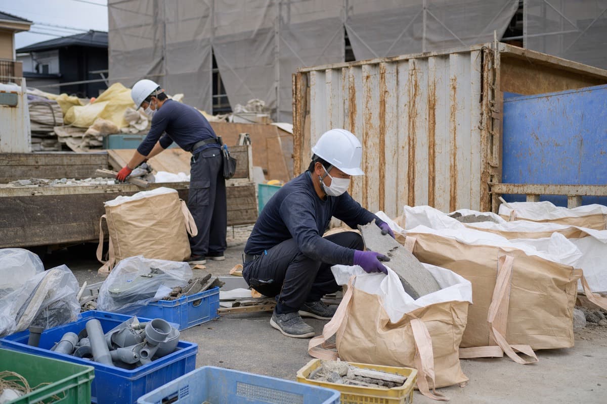 フレコンバッグで廃材や資材を整理するイメージ