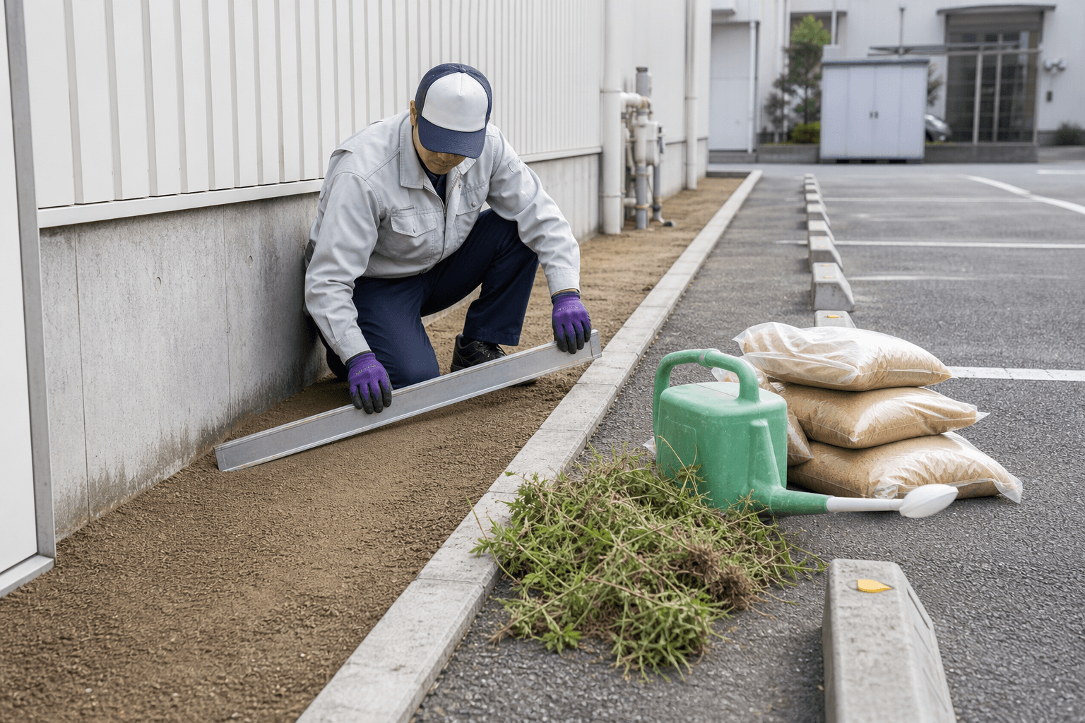 固まる防草砂の必要袋数と施工方法