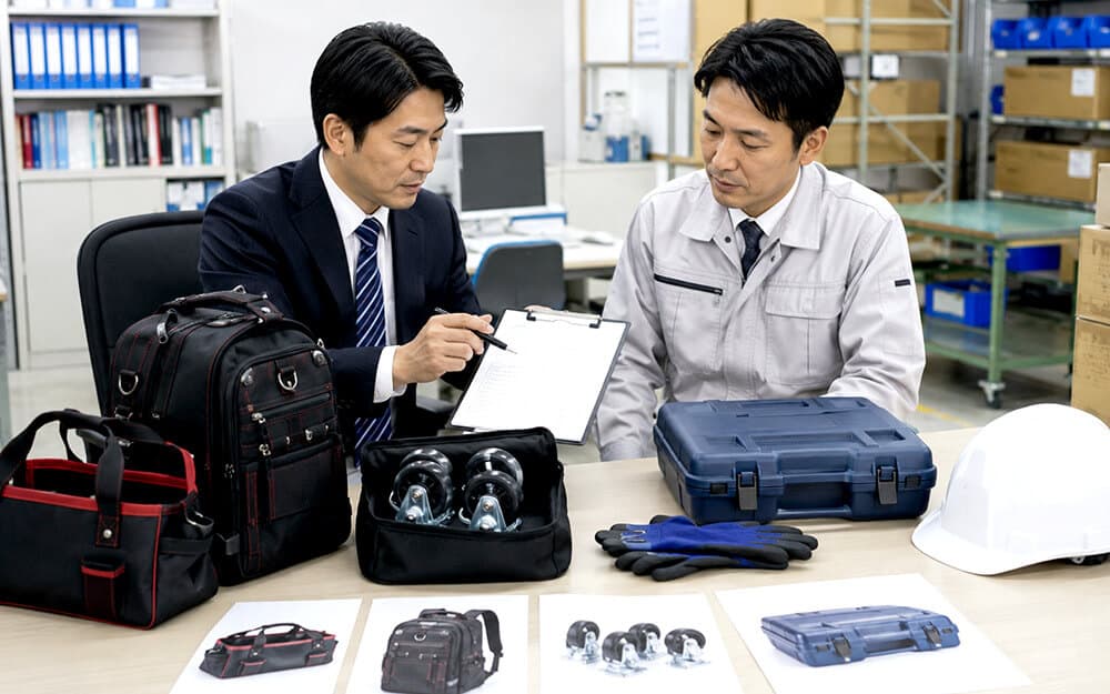 ツールバッグと工具用バックパックの法人導入チェックリストを確認する購買担当者