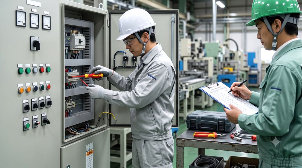 制御盤作業で絶縁ドライバーを使用するイメージ