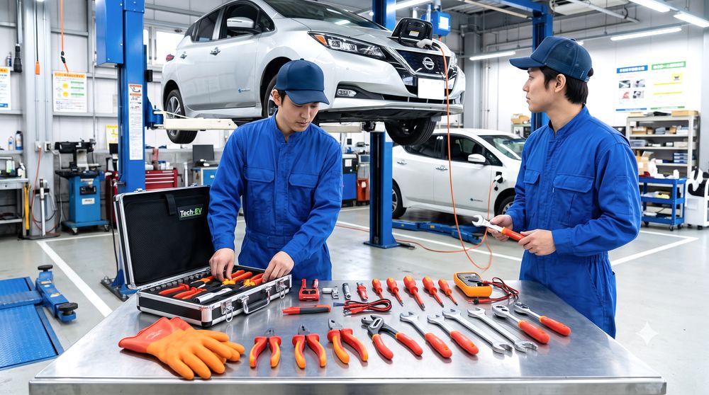 EV整備で絶縁工具セットを準備するイメージ