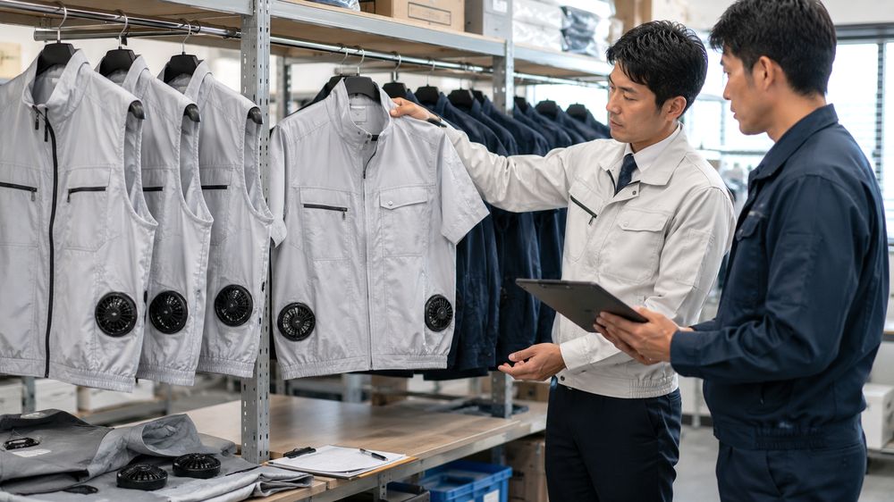 空調服ベストとブルゾンを比較するイメージ
