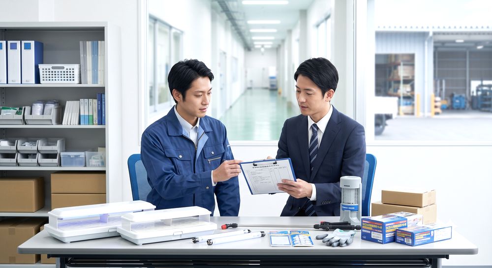 法人担当者が点検リストを確認するイメージ