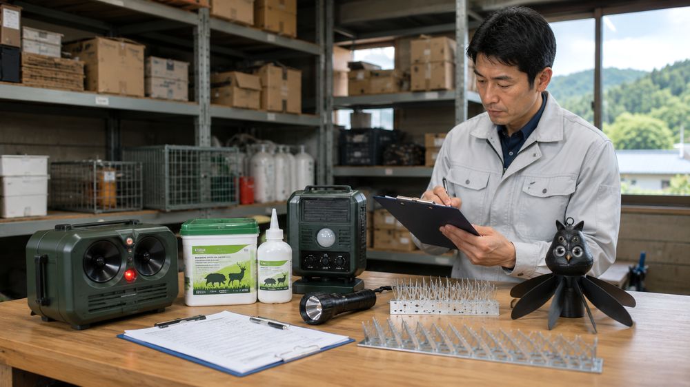 倉庫や施設向けの害獣対策機器を確認するイメージ