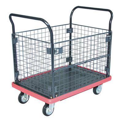 MKP樹脂製運搬車 金網付両袖タイプ ブラック MKP-157