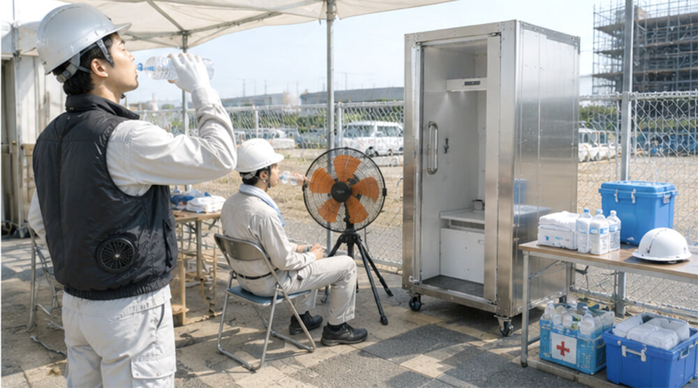 熱中症応急セットや冷却用品を準備するイメージ